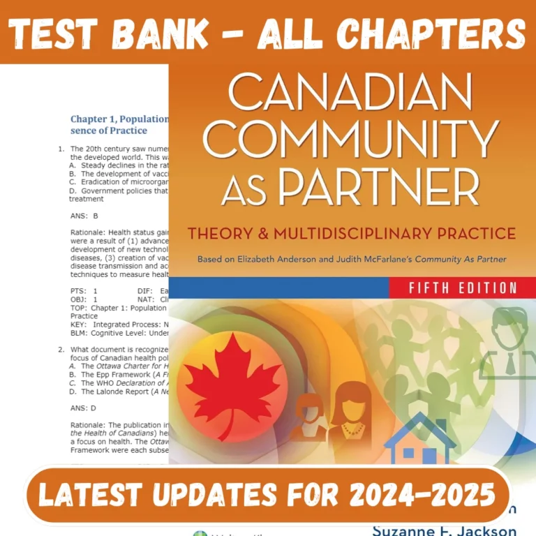 Test Bank For Canadian Community as Partner Theory & Multidisciplinary Practice 5th editio