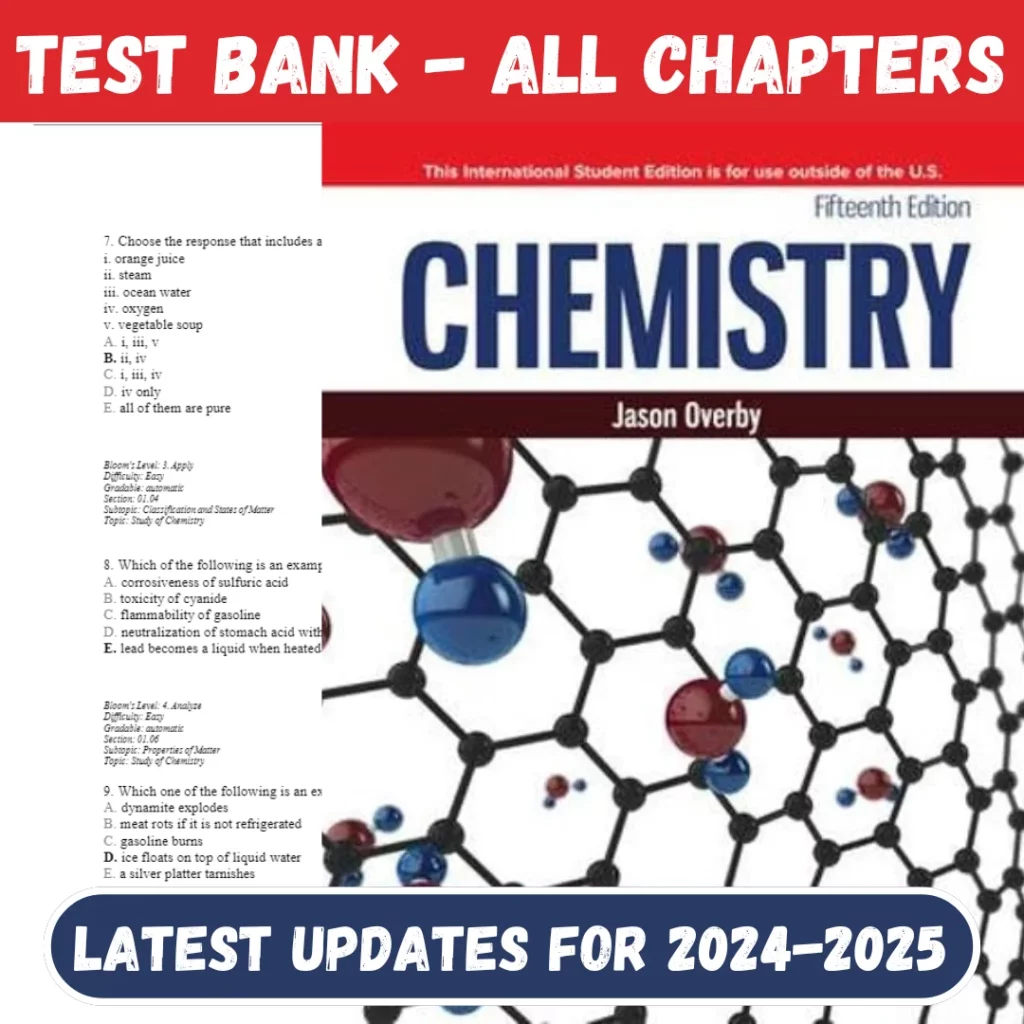 Test Bank For Chemistry, 15th Edition By Jason Overby