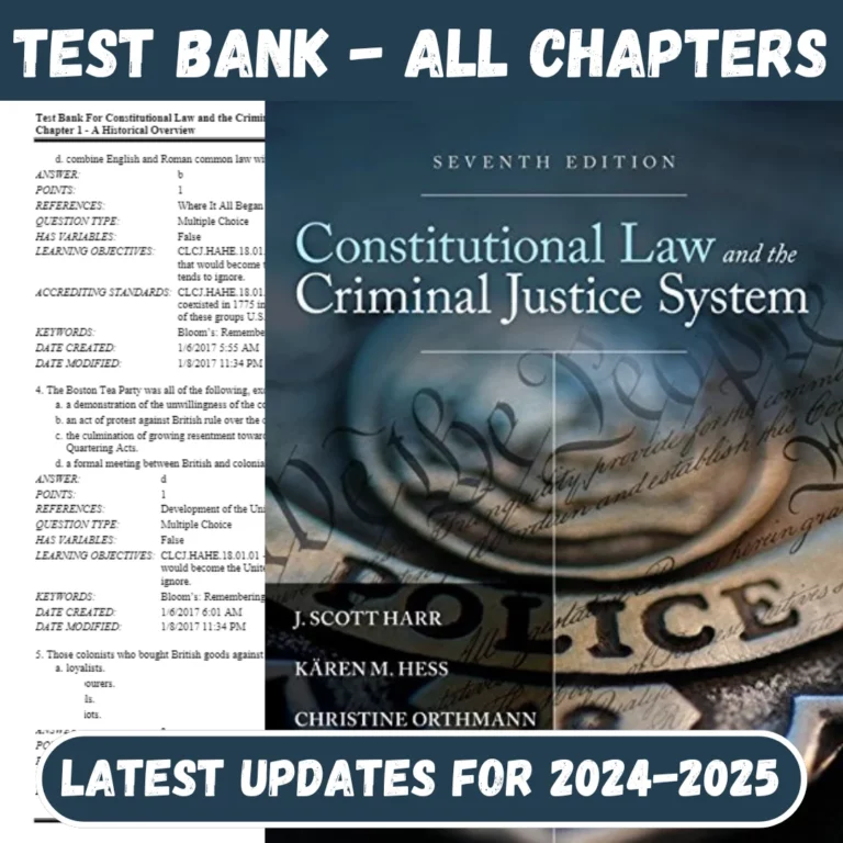 Test Bank For Constitutional Law and the Criminal Justice System - 7th Edition