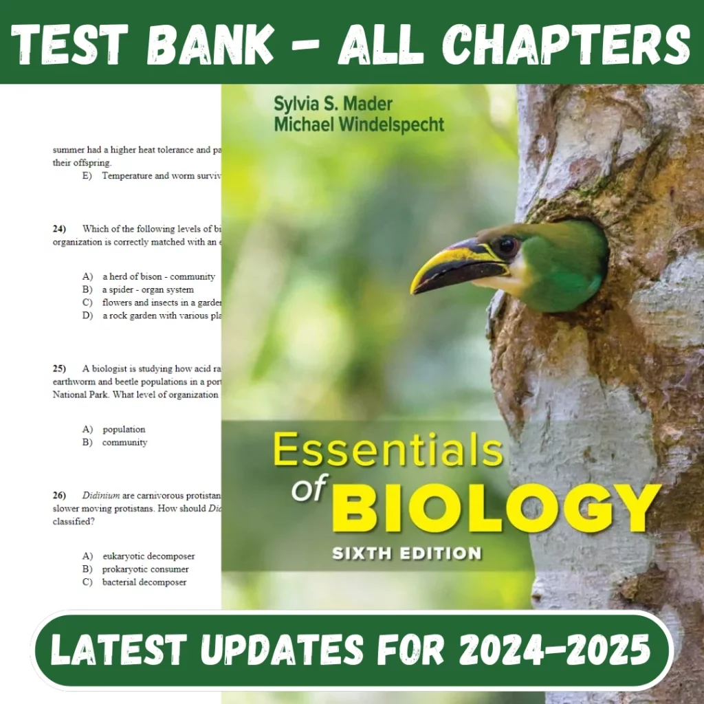 Test Bank For Essentials of Biology 6th Edition Mader