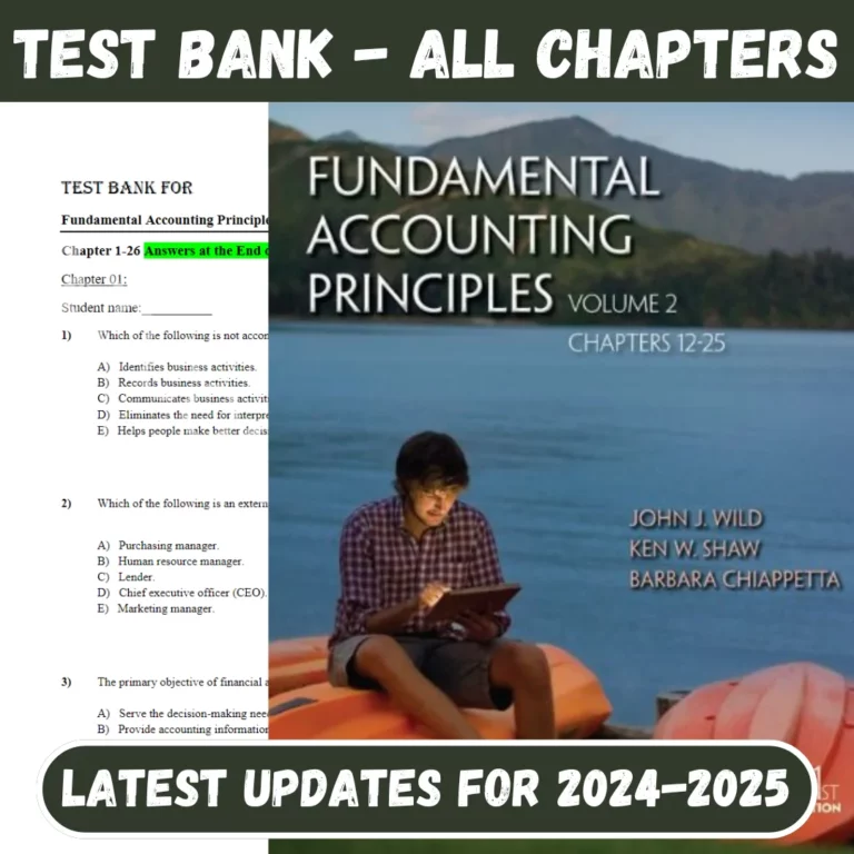 Test Bank For Fundamental Accounting Principles, 25th Edition by John Wild and Ken Shaw