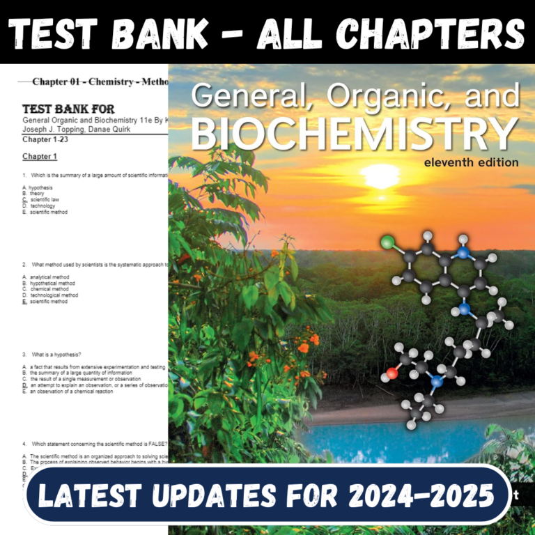 Test Bank For General, Organic, and Biochemistry 11th Edition All Chapters Included