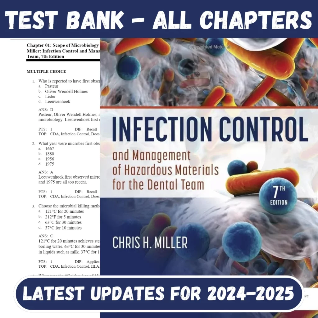 Test Bank For Infection Control and Management of Hazardous Materials for the Dental