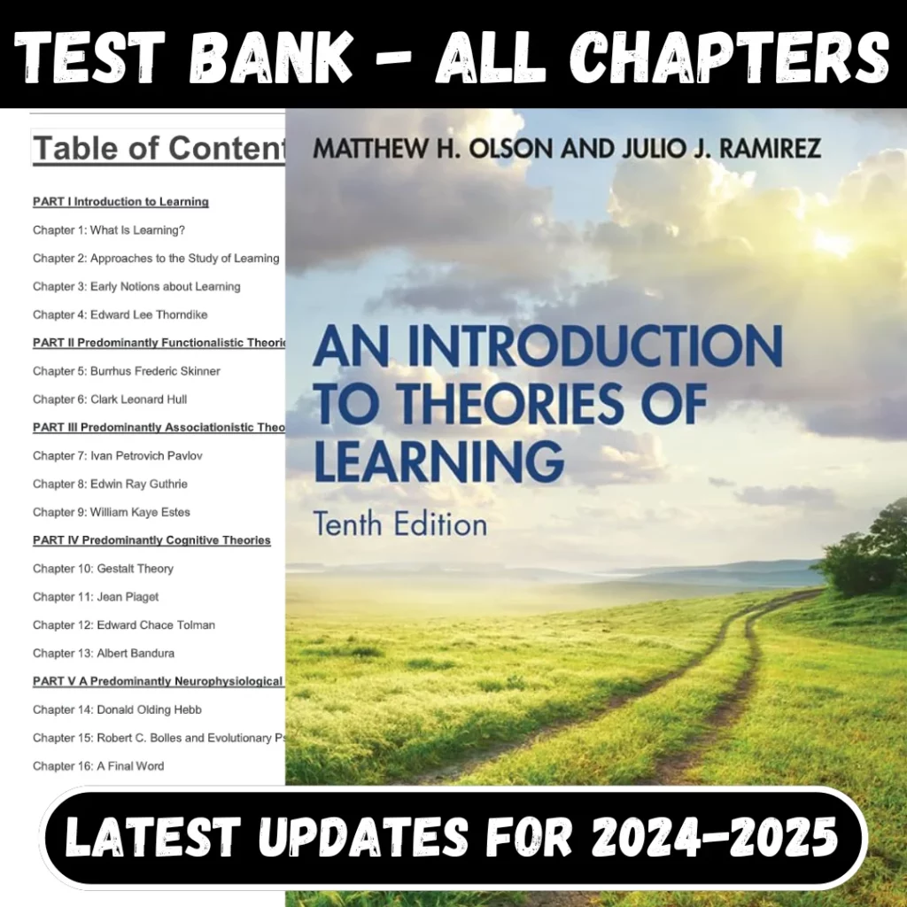 Test Bank For Introduction to Theories of Learning 10th Edition By Olson & Ramirez