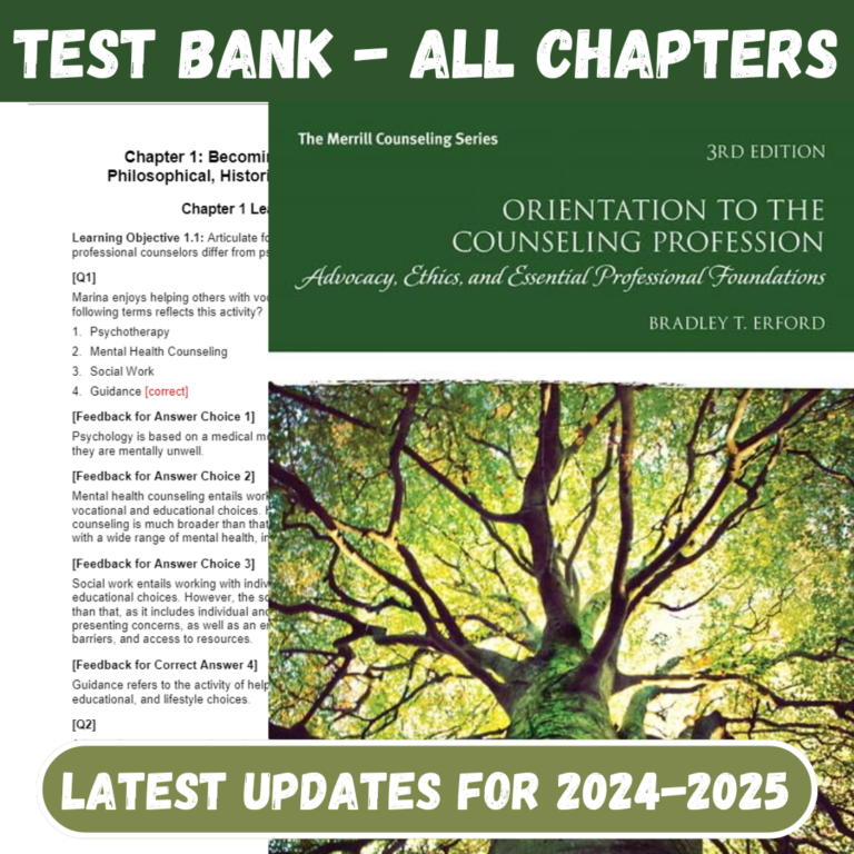 Test Bank For Orientation to the Counseling Profession Ad