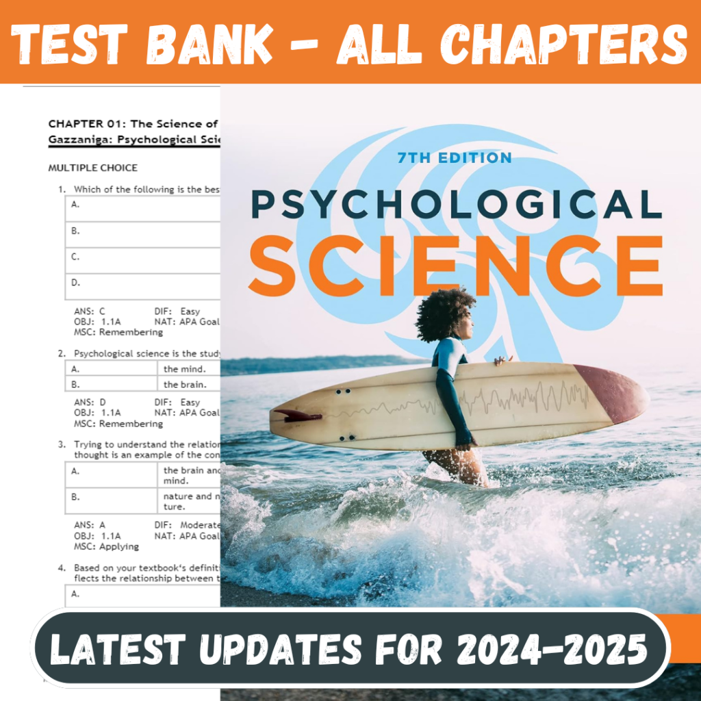 Test Bank For Psychological Science 7th Edition Elizabeth All Chapters Included