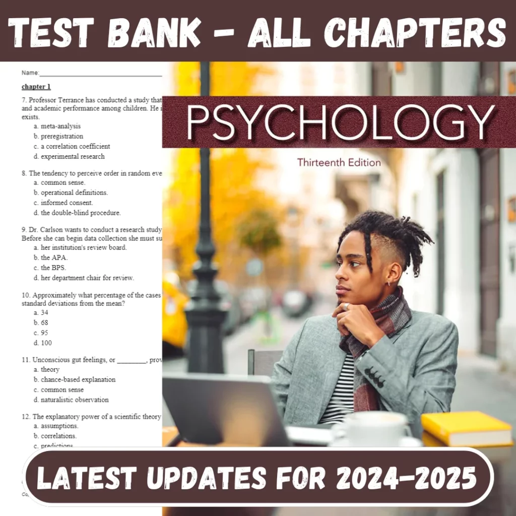 Test Bank For Psychology 13th Edition David G. Myers Nathan C. Dewall