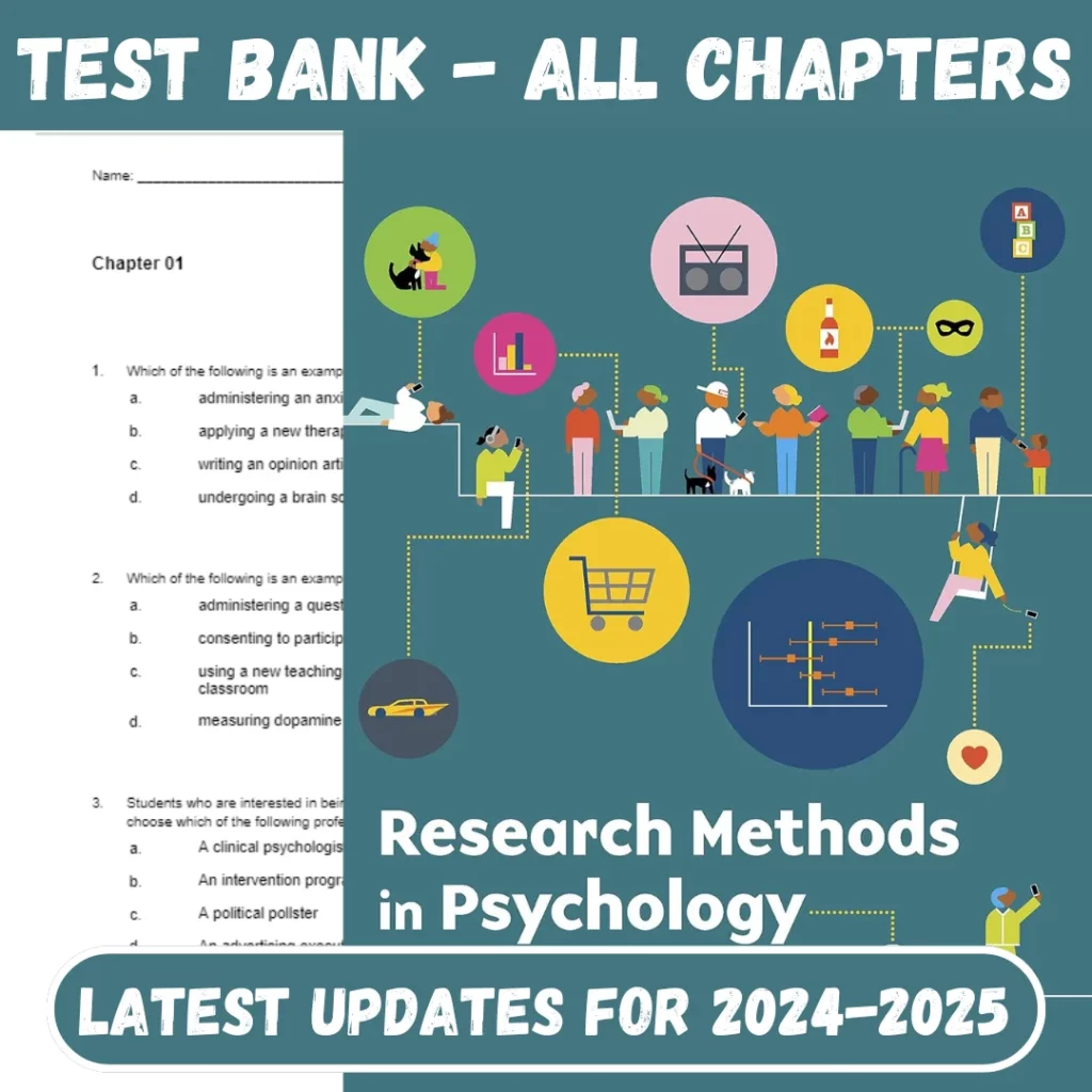 Test Bank For Research Methods in Psychology, Evaluating a World of Information, 4th Edition Morling