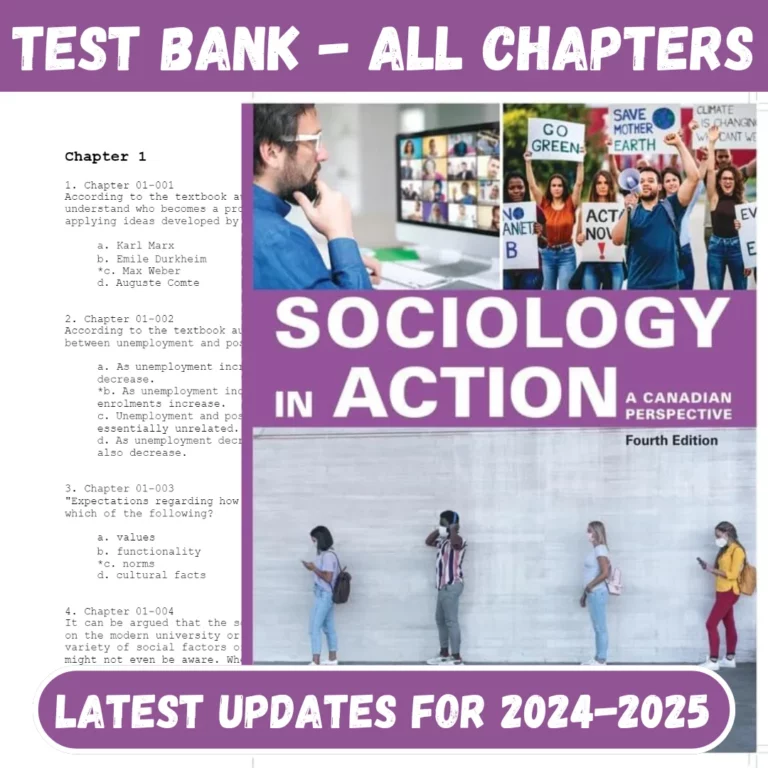 Test Bank For Sociology in Action A Canadian Perspective 4th Edition by Bereska Tami and Symbaluk D