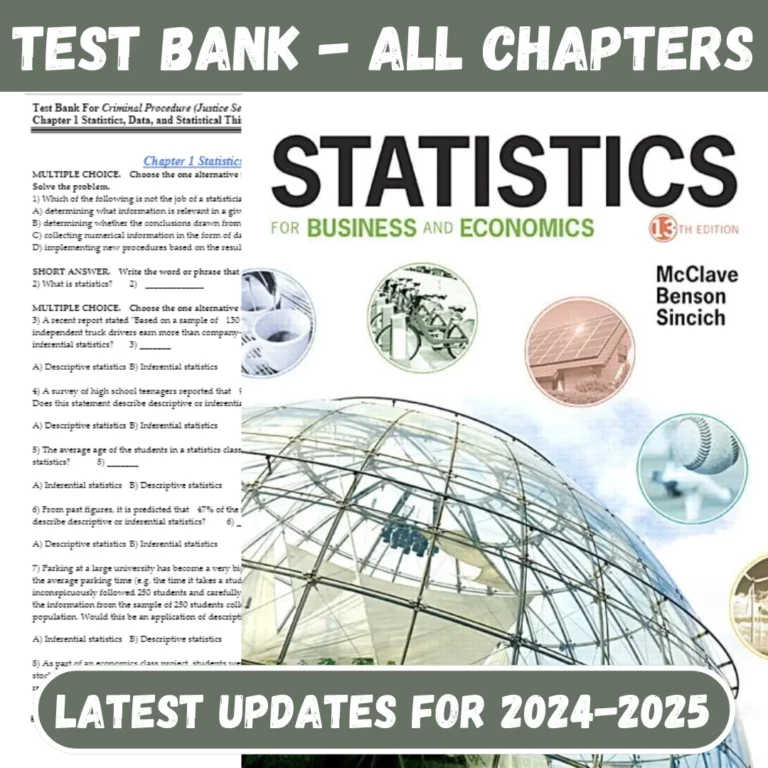 Test Bank For Statistics for Business and Economics 13th Edition