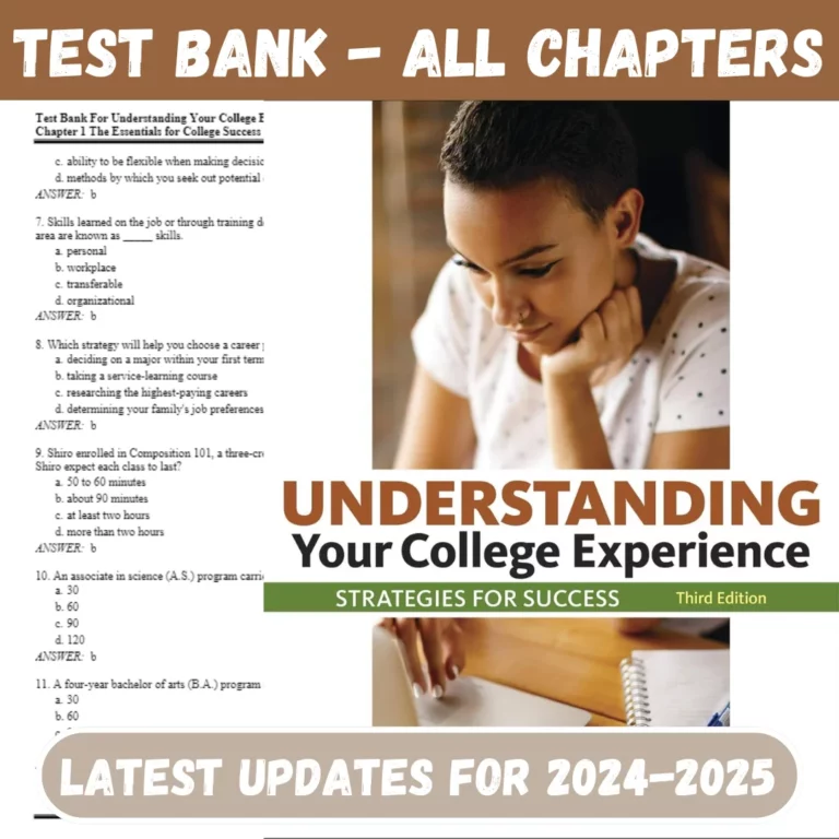 Test Bank For Understanding Your College Experience 3rd Edition