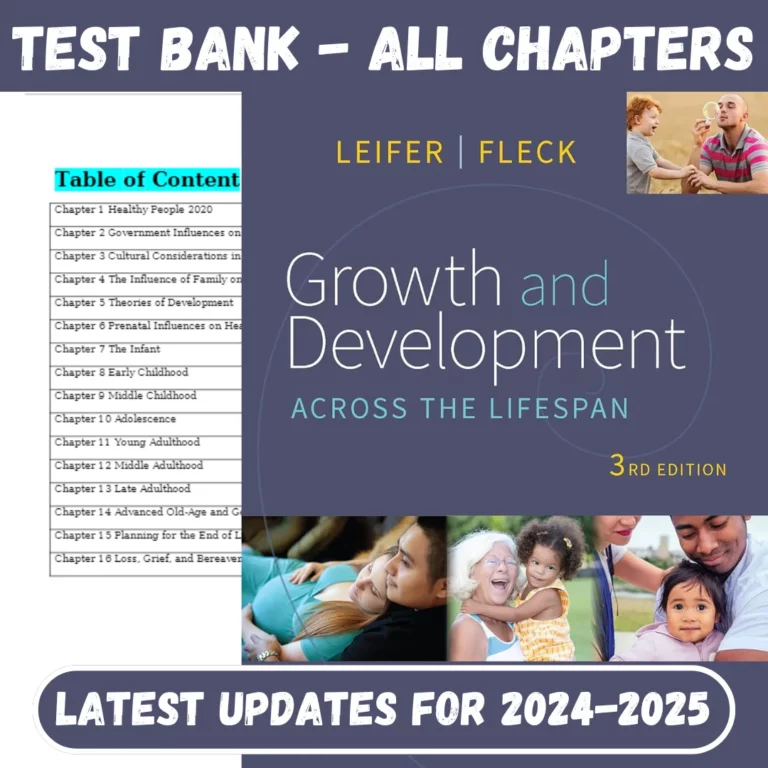 Test Bank Growth and Development Across the Lifespan A Health Promotion Focus 3rd Edition