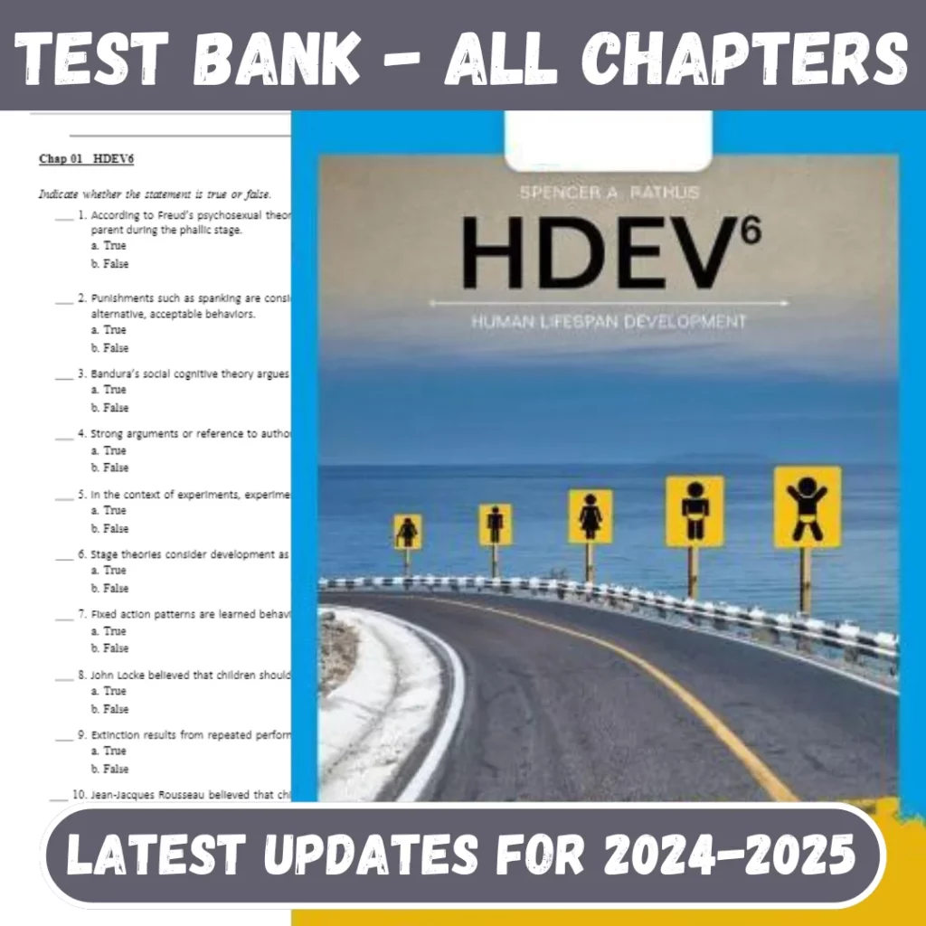 Test Bank HDEV human lifespan development 6th Edition by Spencer A. Rathus