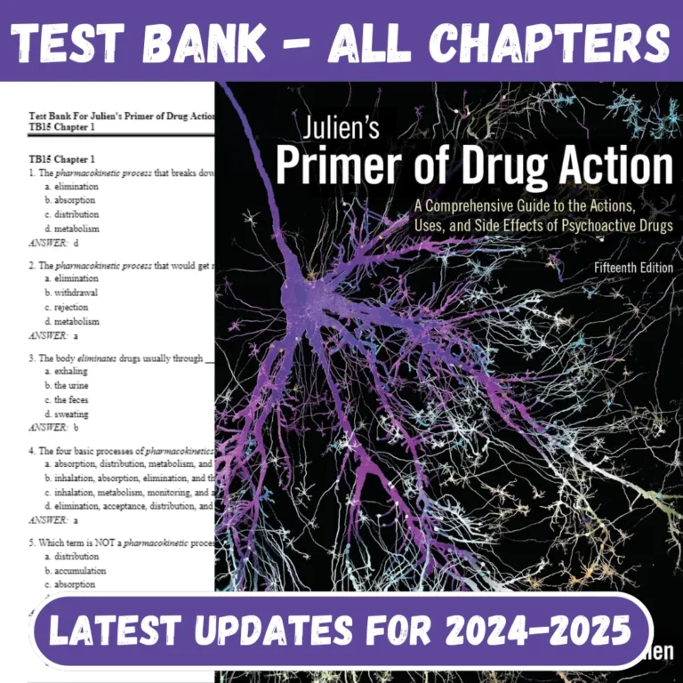 Test Bank Julien's Primer of Drug Action - Fifteenth Edition