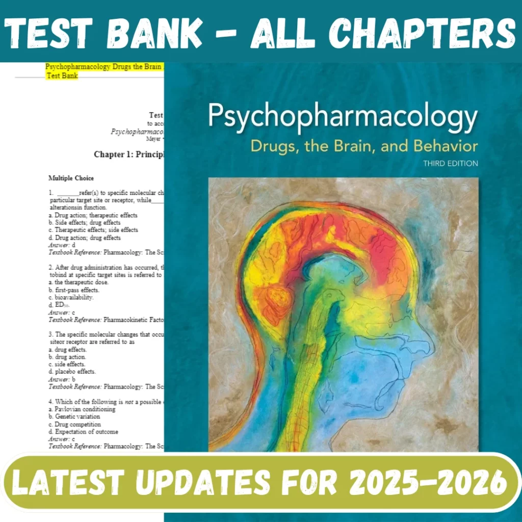 Test Bank Psychopharmacology Drugs the Brain and Behavior 3rd Edition