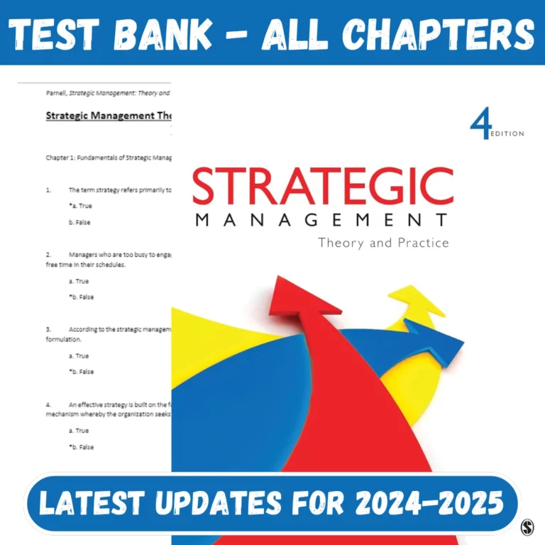 Test Bank Strategic Management Theory and Practice 4th Edition