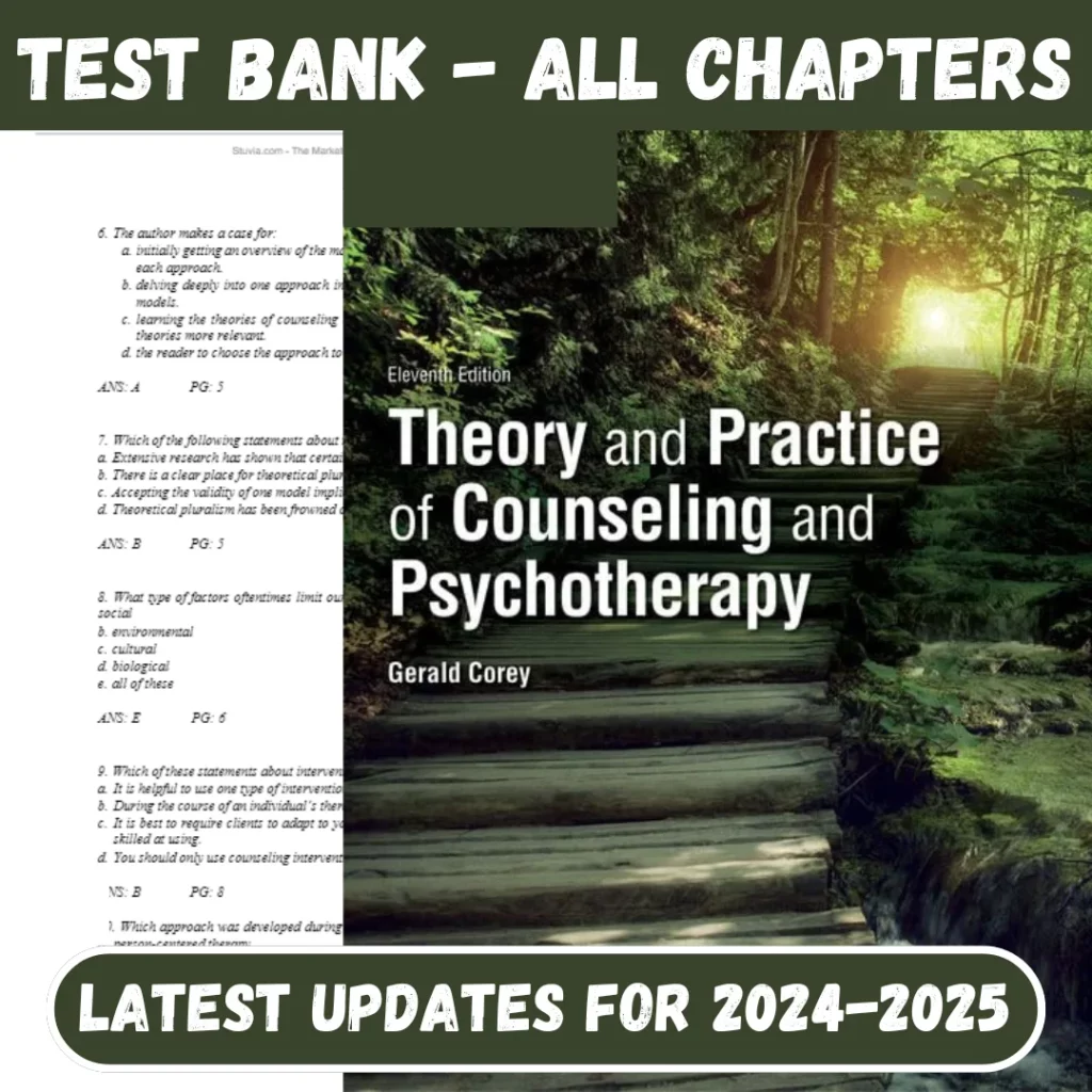 Test Bank Theory and Practice of Counseling and Psychotherapy 11th Edition by Gerald Corey