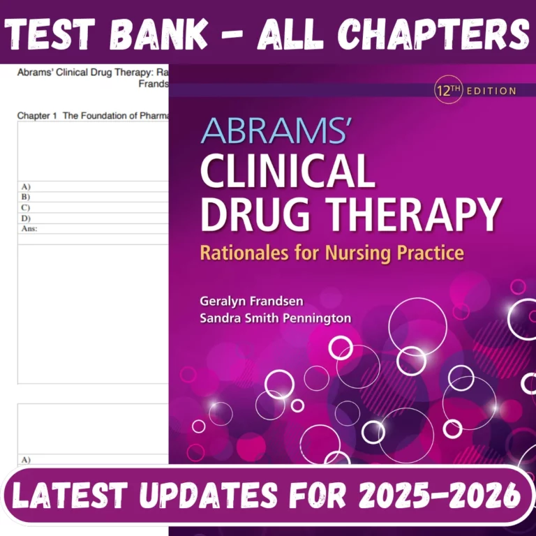 Test Bank for Abrams Clinical Drug Therapy Rationales for