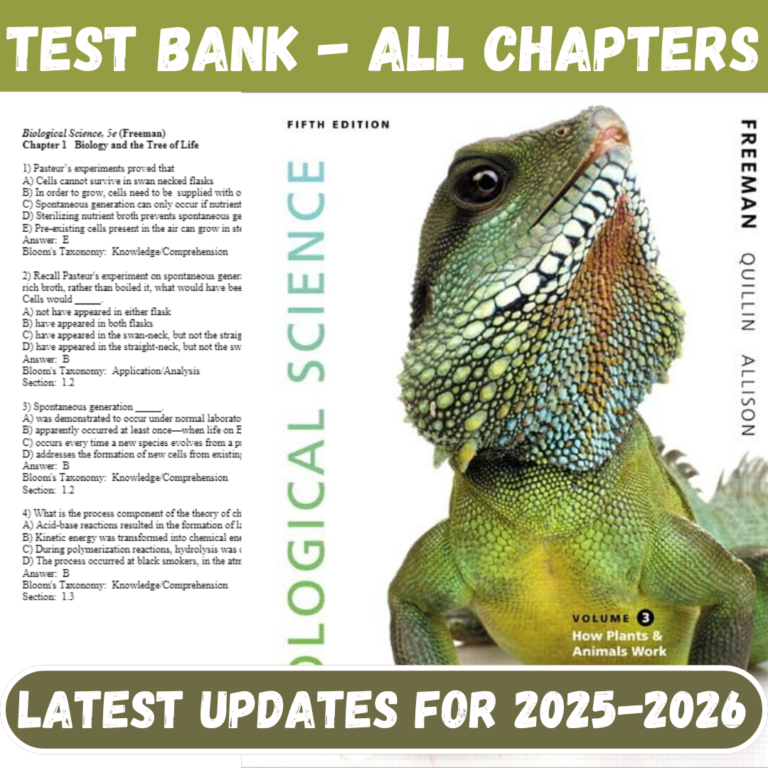 Test Bank for Biological Science, 5th Edition by Freeman