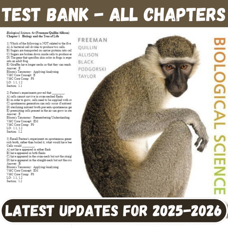 Test Bank for Biological Science, 6th Edition by Freeman