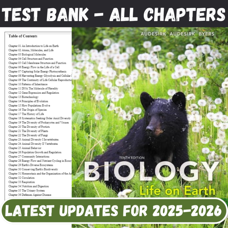 Test Bank for Biology Life on Earth with Physiology, 10th Edition by Audesirk