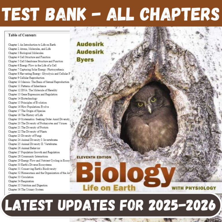 Test Bank for Biology Life on Earth with Physiology, 11th Edition by Audesirk