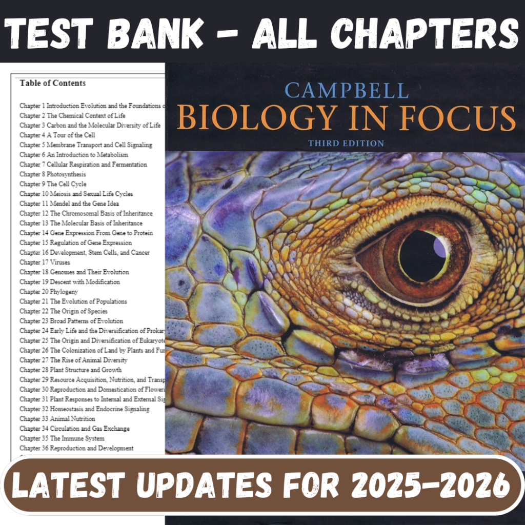 Test Bank for Campbell Biology in Focus, 3rd Edition by Urry