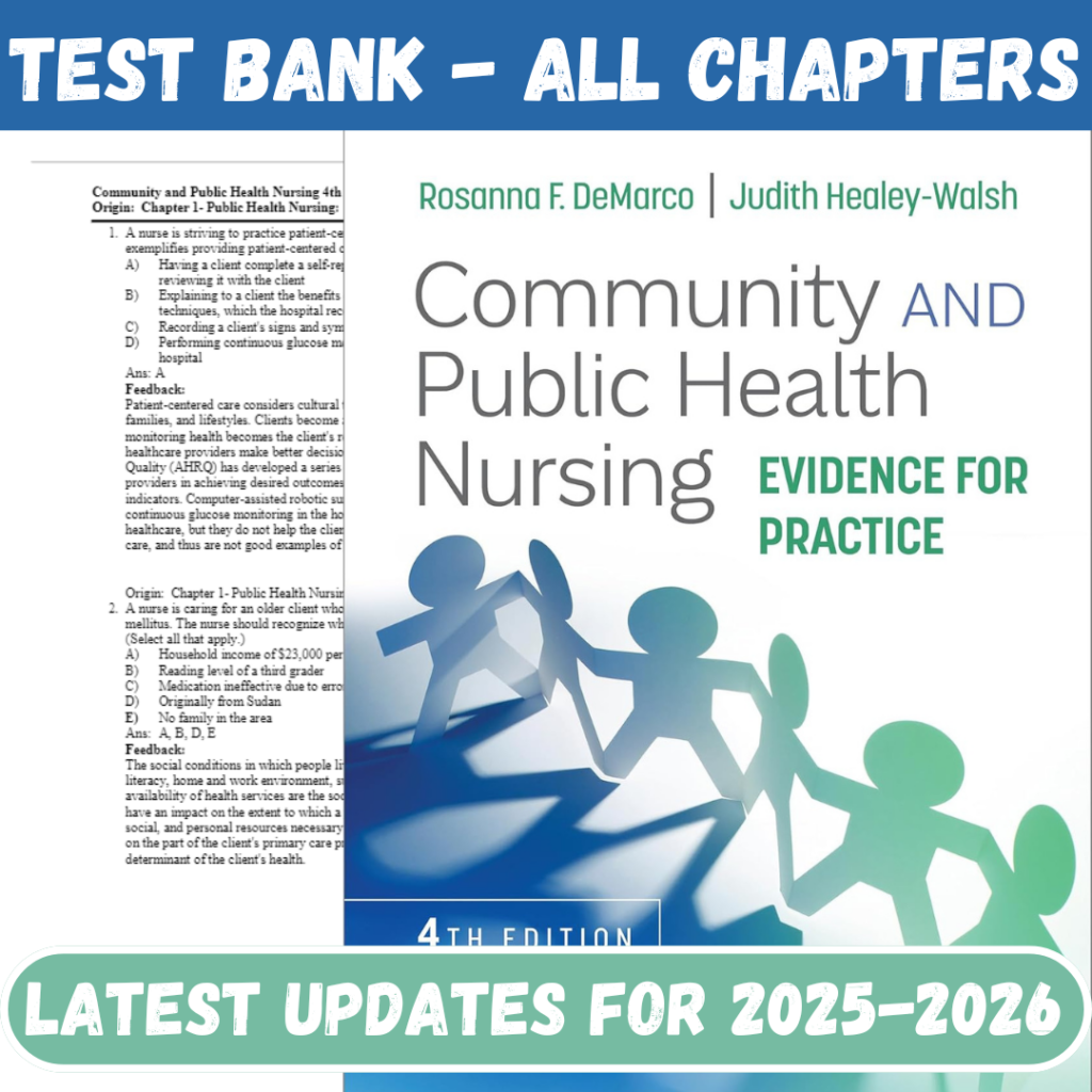 Test Bank for Community and Public Health Nursing: Evidence for Practice, 4th Edition by Rosanna