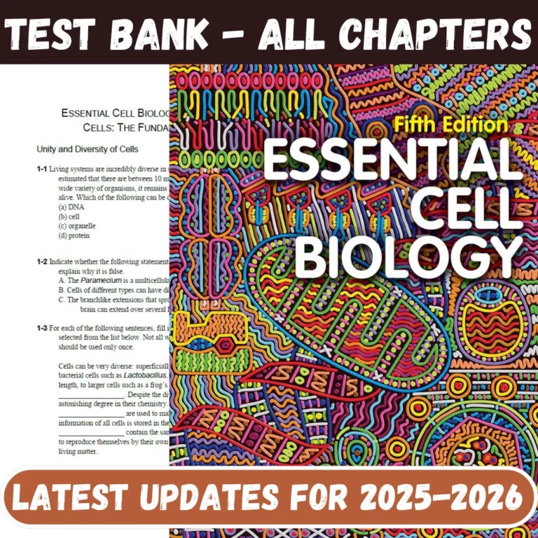 Test Bank for Essential Cell Biology 5th Edition Alberts Hopkin