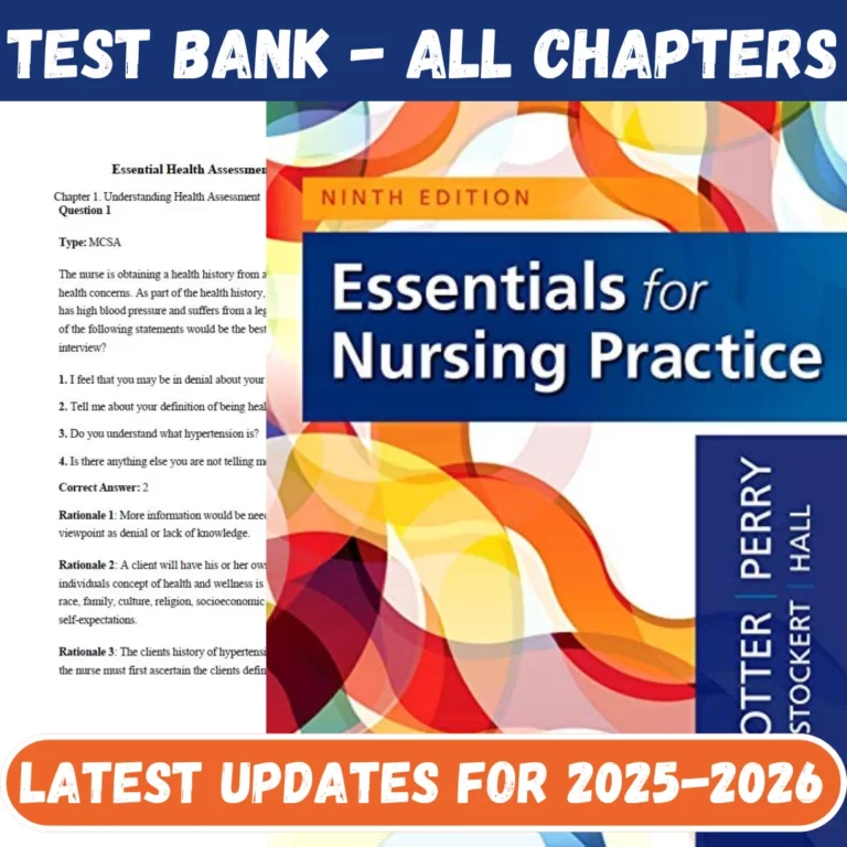 Test Bank for Essentials for Nursing Practice 9th Edition Potter Perry