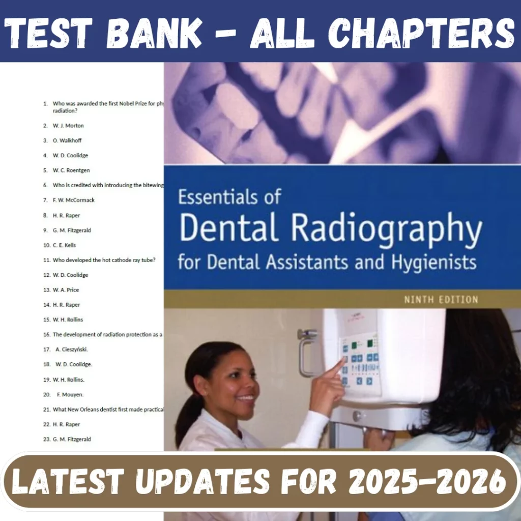 Test Bank for Essentials of Dental Radiography 9th Edition Evelyn by Thomson