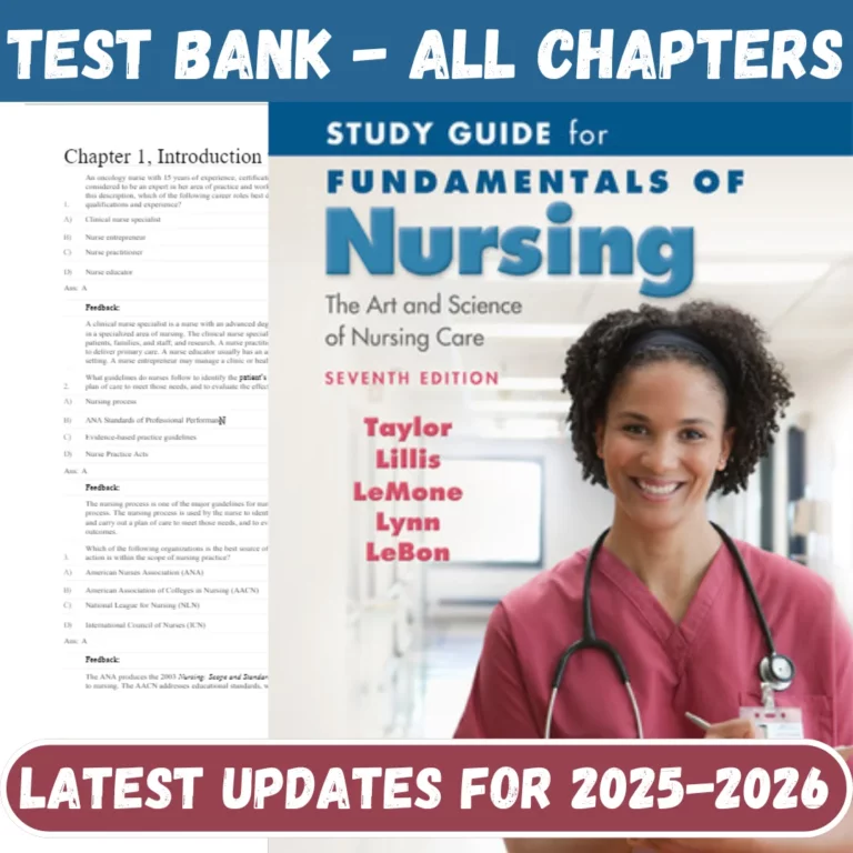 Test Bank for Fundamentals Of Nursing, 9th Edition By Carol R. Taylor