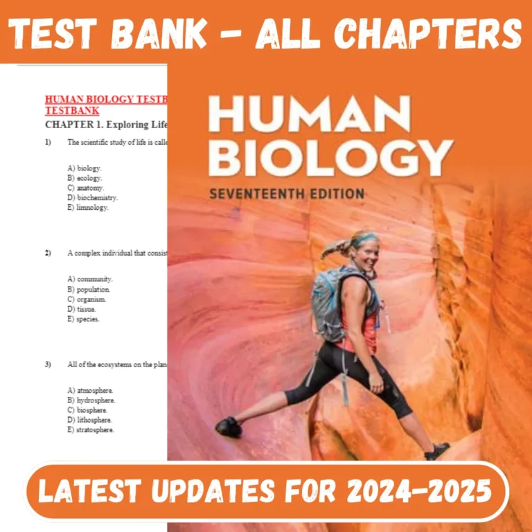 Test Bank for Human Biology Testbank- 17th Edition Updated