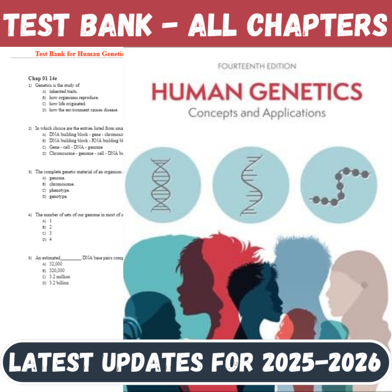 Test Bank for Human Genetics Concepts and Applications, 14th Edition by Lewis