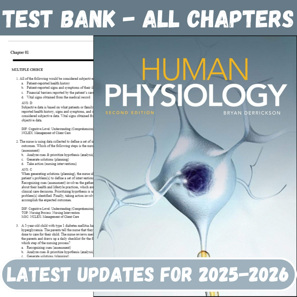 Test Bank for Human Physiology, 2nd Edition by Derrickson