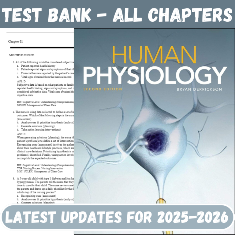 Test Bank for Human Physiology, 2nd Edition by Derrickson