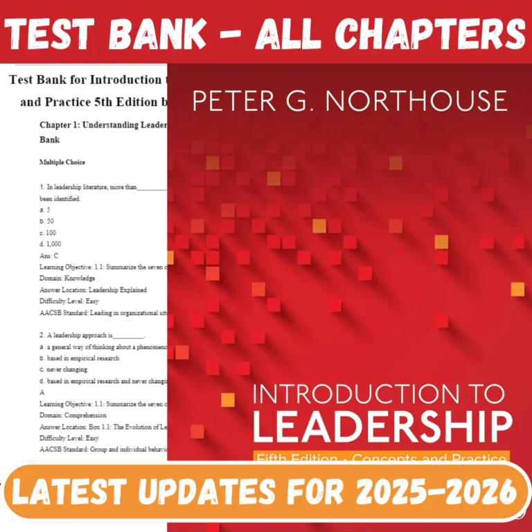 Test Bank for Introduction to Leadership Concepts and Practice 5th Edition by Peter