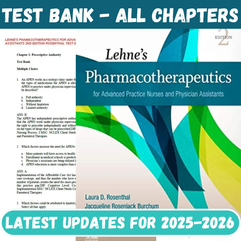 Test Bank for Lehne's Pharmacotherapeutics for Advanced