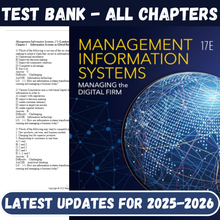 Test Bank for Management Information Systems Managing the Digital Firm, 17th Edition by Laudon Kenneth