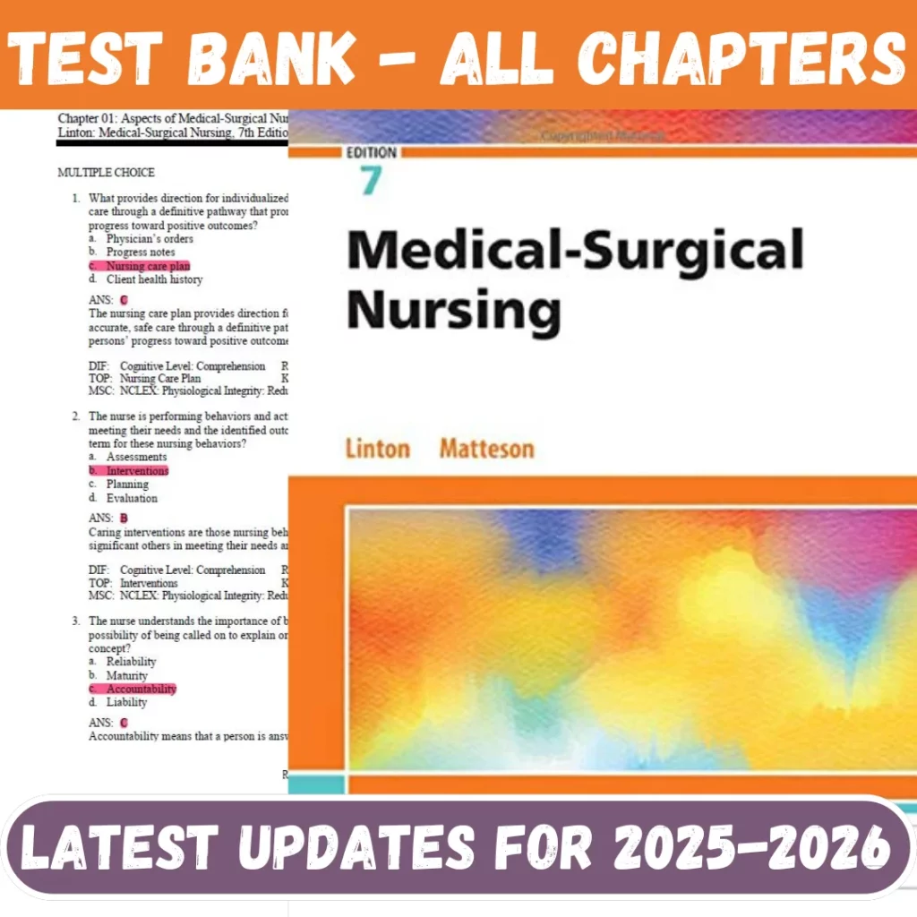 Test Bank for Medical-Surgical Nursing 7th Edition by Linton