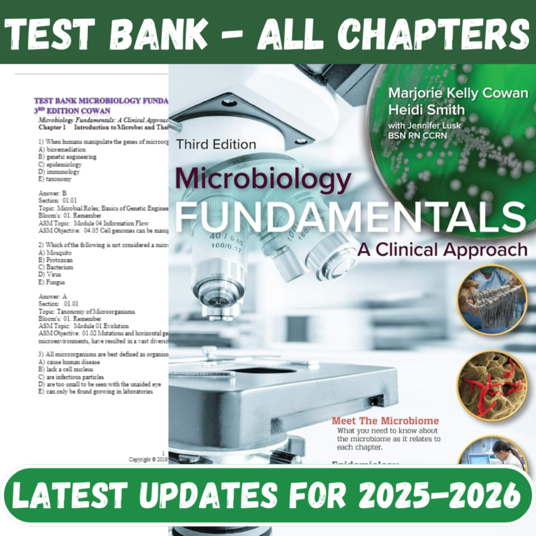 Test Bank for Microbiology Fundamentals-A Clinical Approach, 3rd Edition by Cowan