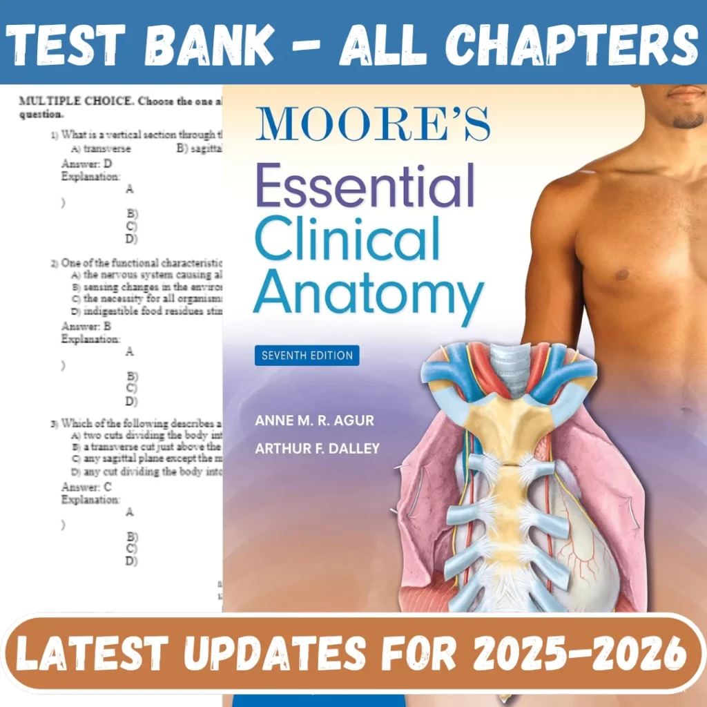 Test Bank for Moore's Essential Clinical Anatomy 7th Edition Agur