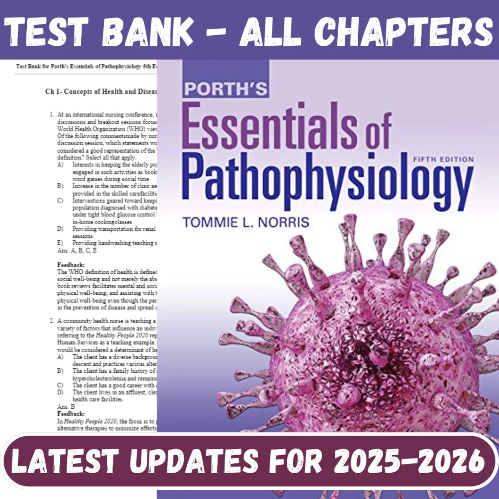 Test Bank for Porth's Essentials of Pathophysiology 5th Edition by Tommie