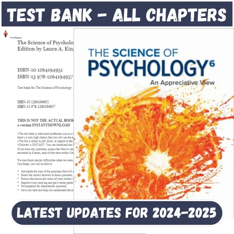 Test Bank for Science of Psychology An Appreciative View 6th Edition by King