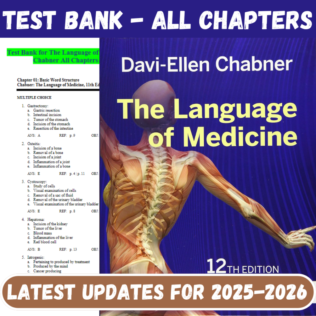 Test Bank for The Language of Medicine 12th Edition by Davi-Ellen Chabner