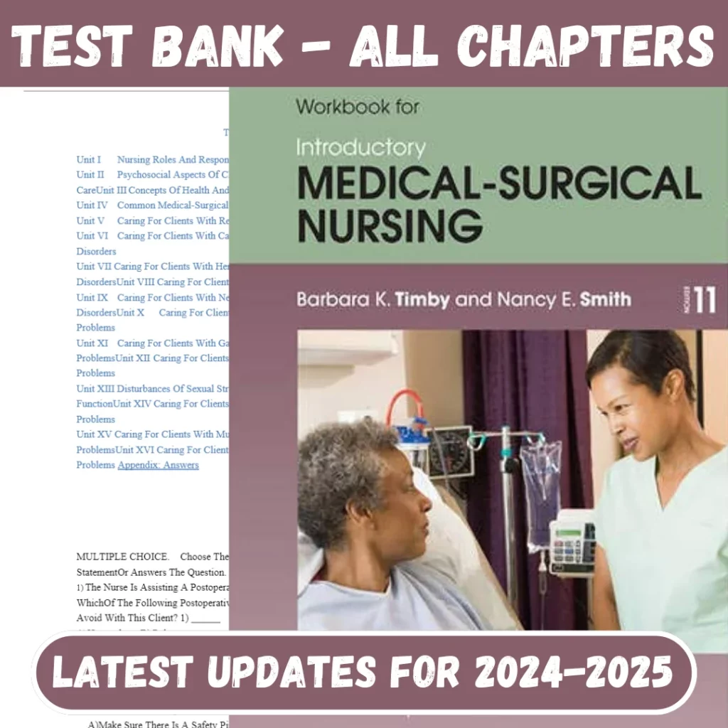 st Bank For Introductory Medical-Surgical Nursing 11th Edition by RN Timby, Barbara