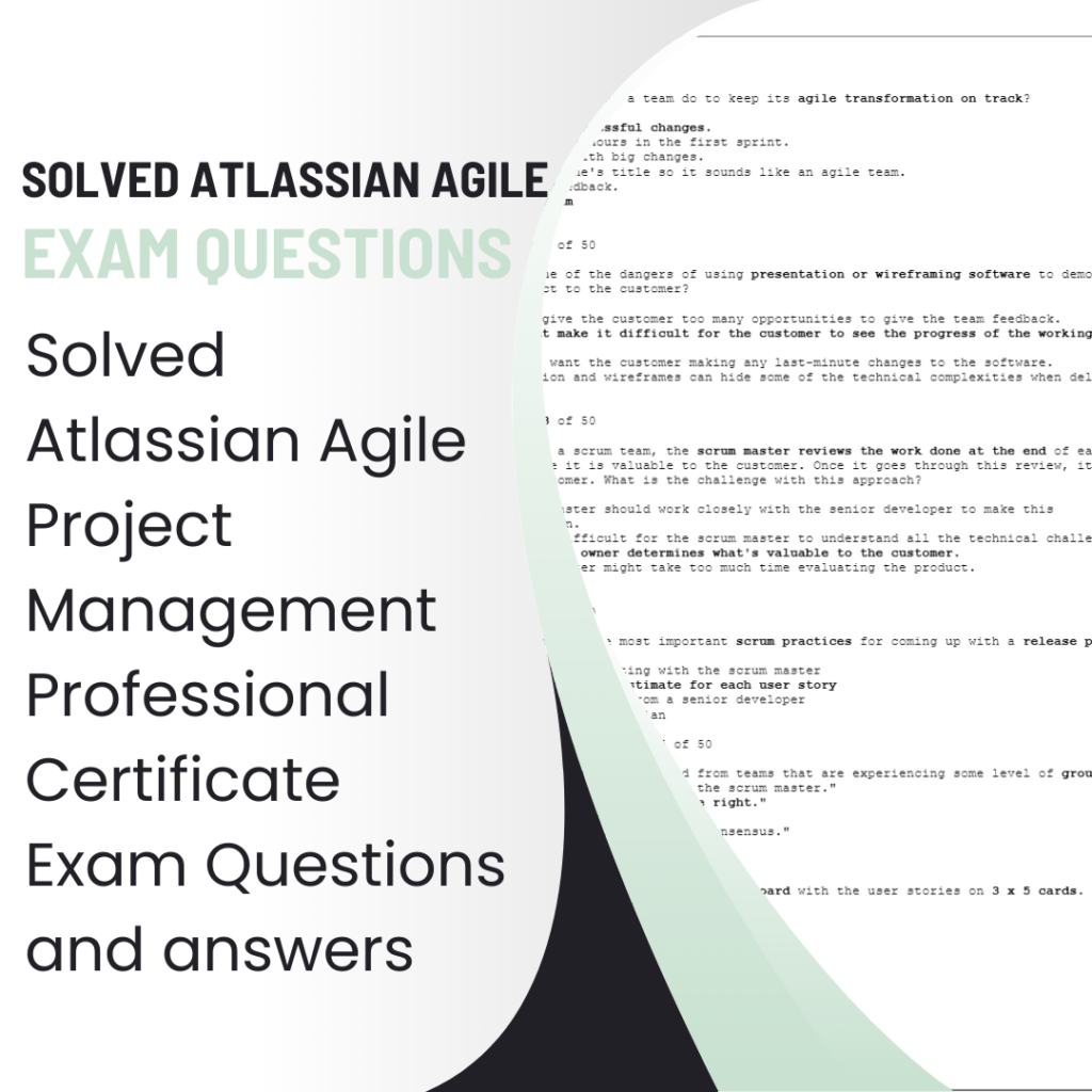 Solved Atlassian Agile Project Management Professional Certificate Exam Questions And Answers