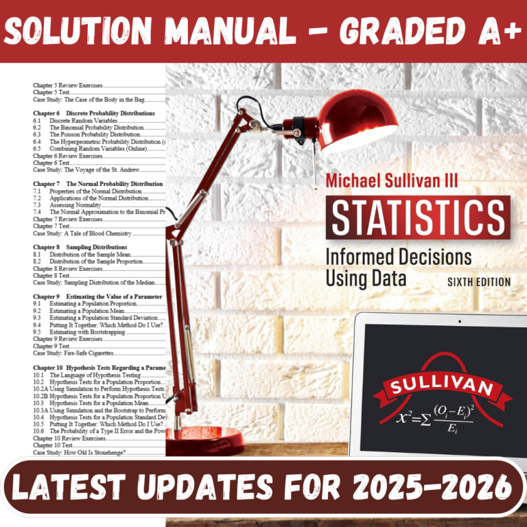 Statistics Informed Decisions Using Data 6th Edition By III Sullivan, Michael